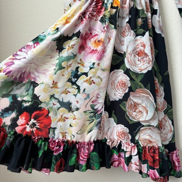 Dolce & Gabbana Silk Mixed Floral Print Long Sleeve Midi Dress - Picture 14 of 16